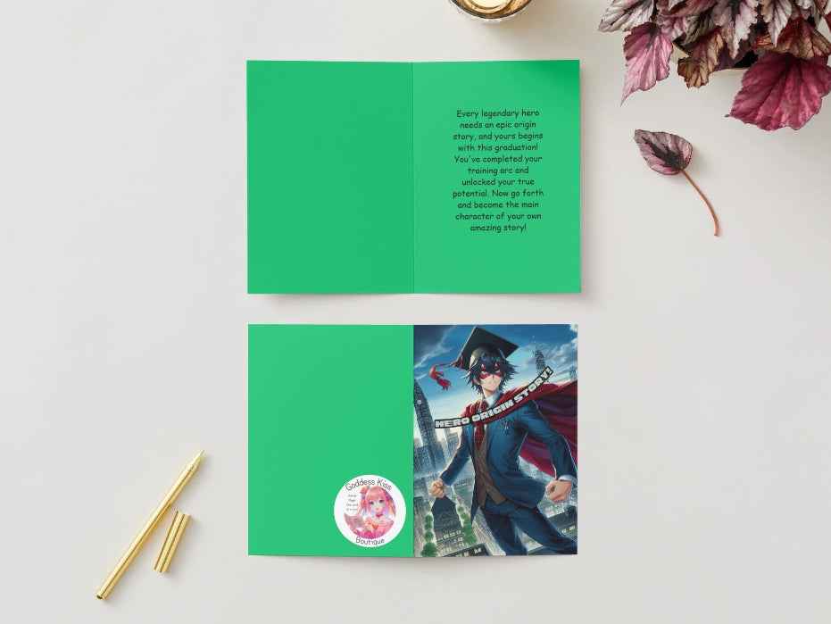 Anime Graduation Card - Future Hero Graduate - Superhero Graduation Card