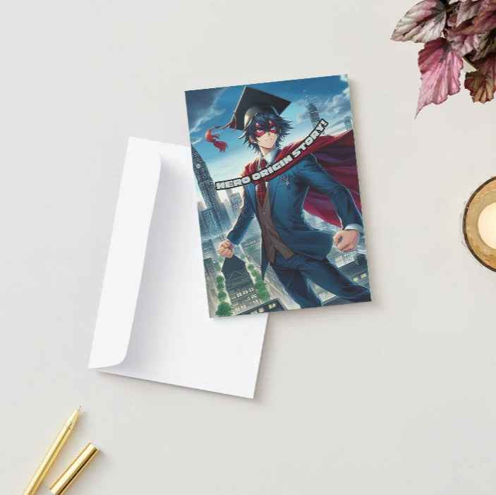 Anime Graduation Card - Future Hero Graduate - Superhero Graduation Card