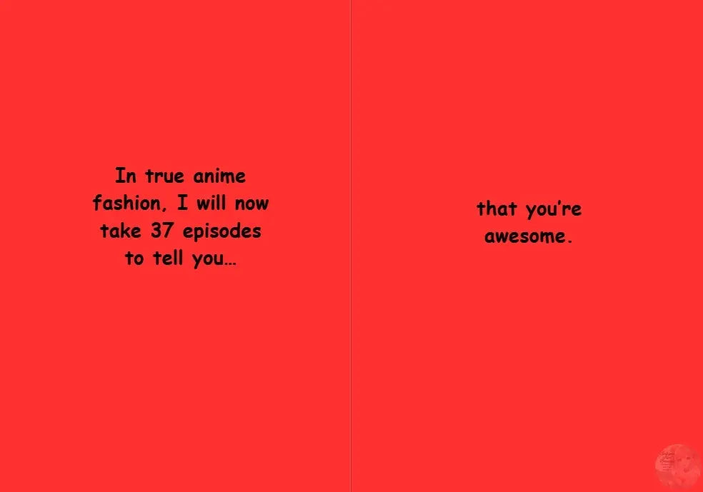Ultra-Slow Anime Pacing – Hilarious Anime Humor Card | Perfect Gift for Anime Fans - Goddess Kiss Boutique