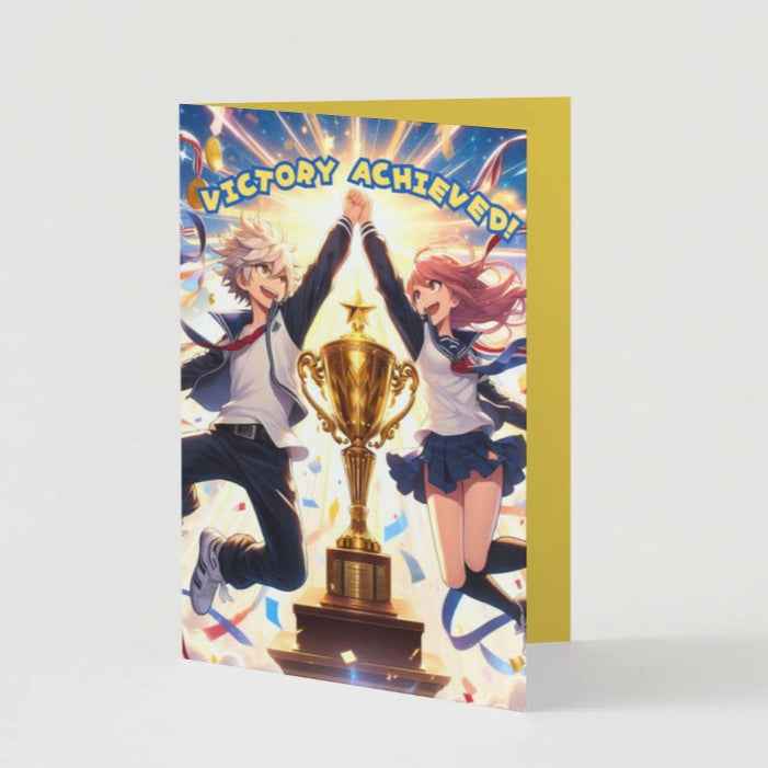 Anime Congratulations Card - Victory Celebration - Achievement Congratulations Card