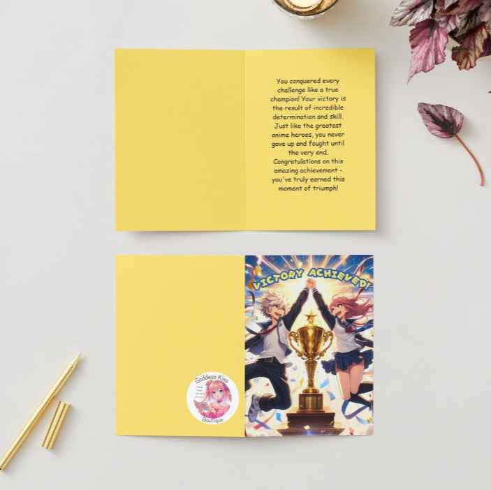 Anime Congratulations Card - Victory Celebration - Achievement Congratulations Card