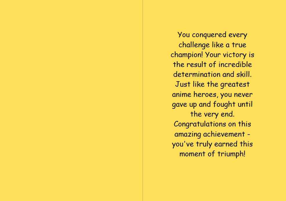 Anime Congratulations Card - Victory Celebration - Achievement Congratulations Card