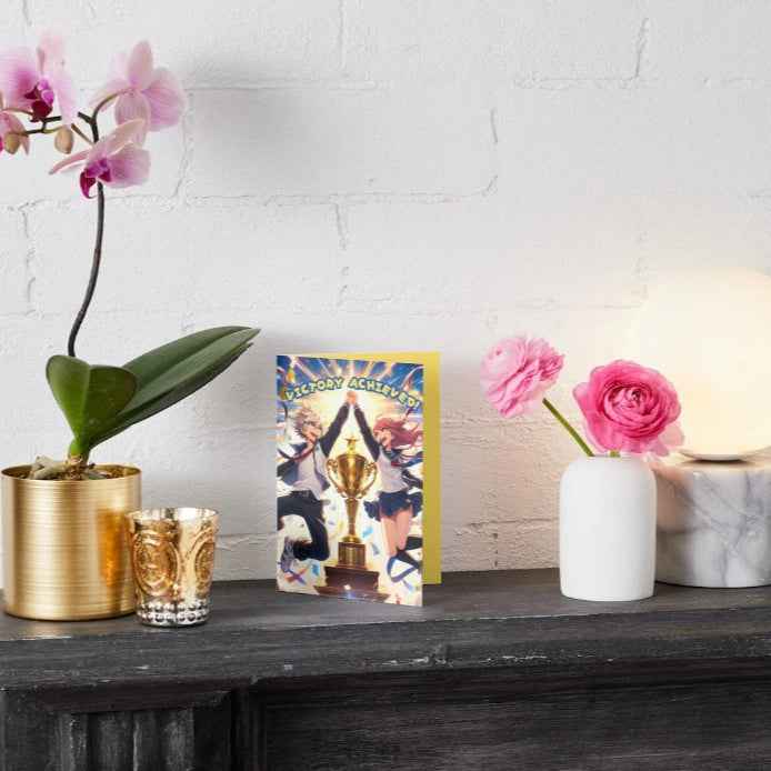 Anime Congratulations Card - Victory Celebration - Achievement Congratulations Card