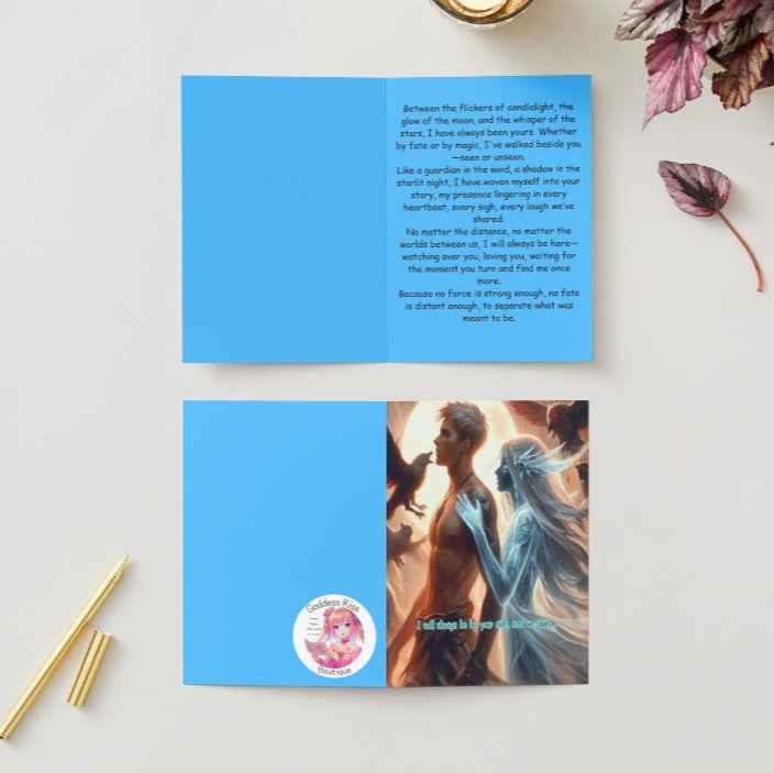 Anime Anniversary Card - Your Guardian Love Design - Protective Angel Romance Card