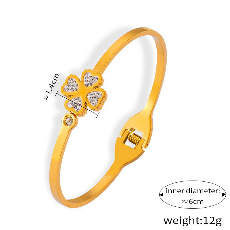 18K gold exquisite noble butterfly/snake/four-leaf clover diamond design light luxury style bracelet