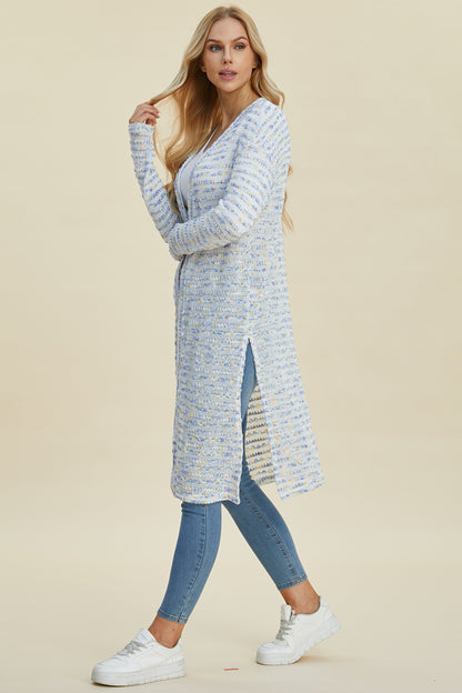 Double Take Open Front Longline Cardigan with Full Size Fit