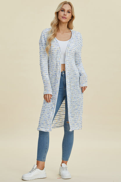 Double Take Open Front Longline Cardigan with Full Size Fit