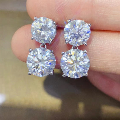 10 Carat Moissanite Earrings in 925 Sterling Silver - Elegant Design with Certificate Included