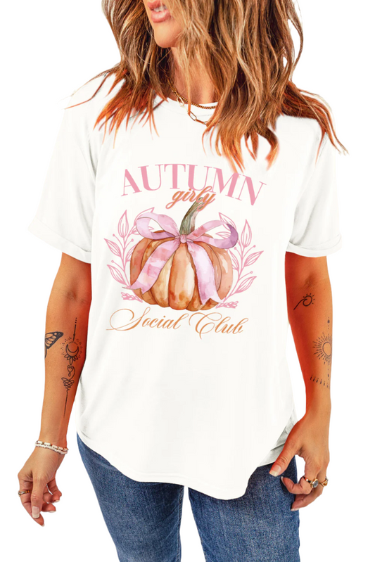 Pumpkin Print Short Sleeve T-Shirt with Stretch Comfort