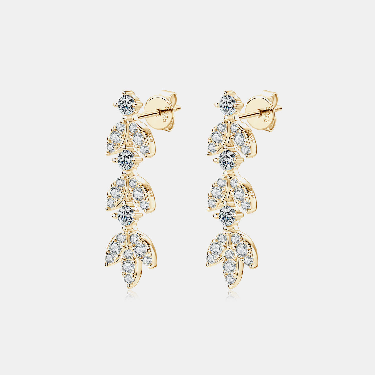 925 Sterling Silver Moissanite Earrings with Leaf Design and 0.6 Carat D Color Grade