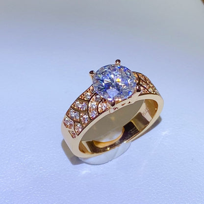 1.5 Carat Moissanite Ring in 925 Sterling Silver with 18K Gold-Plating, Certificate Included