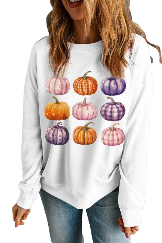 Pumpkin Patch Graphic Long Sleeve Fall Sweatshirt - Cozy Cotton Blend