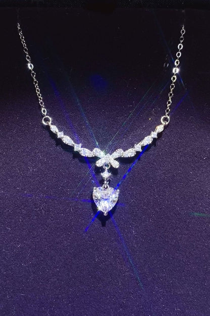 1 Carat Moissanite Necklace in 925 Sterling Silver with Limited Warranty and Certificate