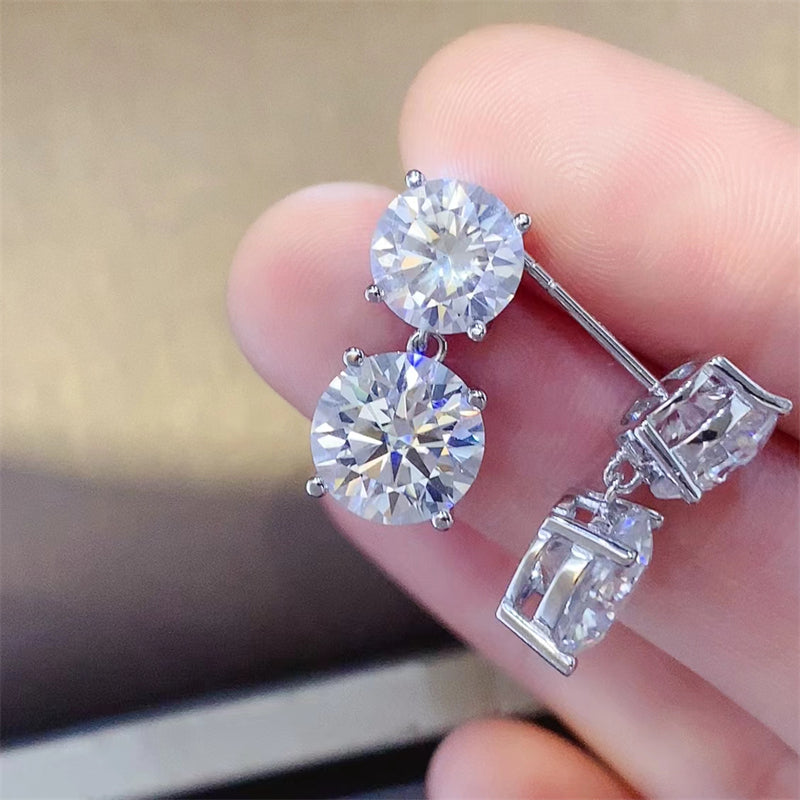 10 Carat Moissanite Earrings in 925 Sterling Silver - Elegant Design with Certificate Included