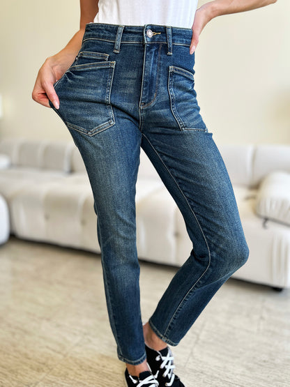 Judy Blue High Waist Skinny Jeans in Full Size with Stretch Denim Tech