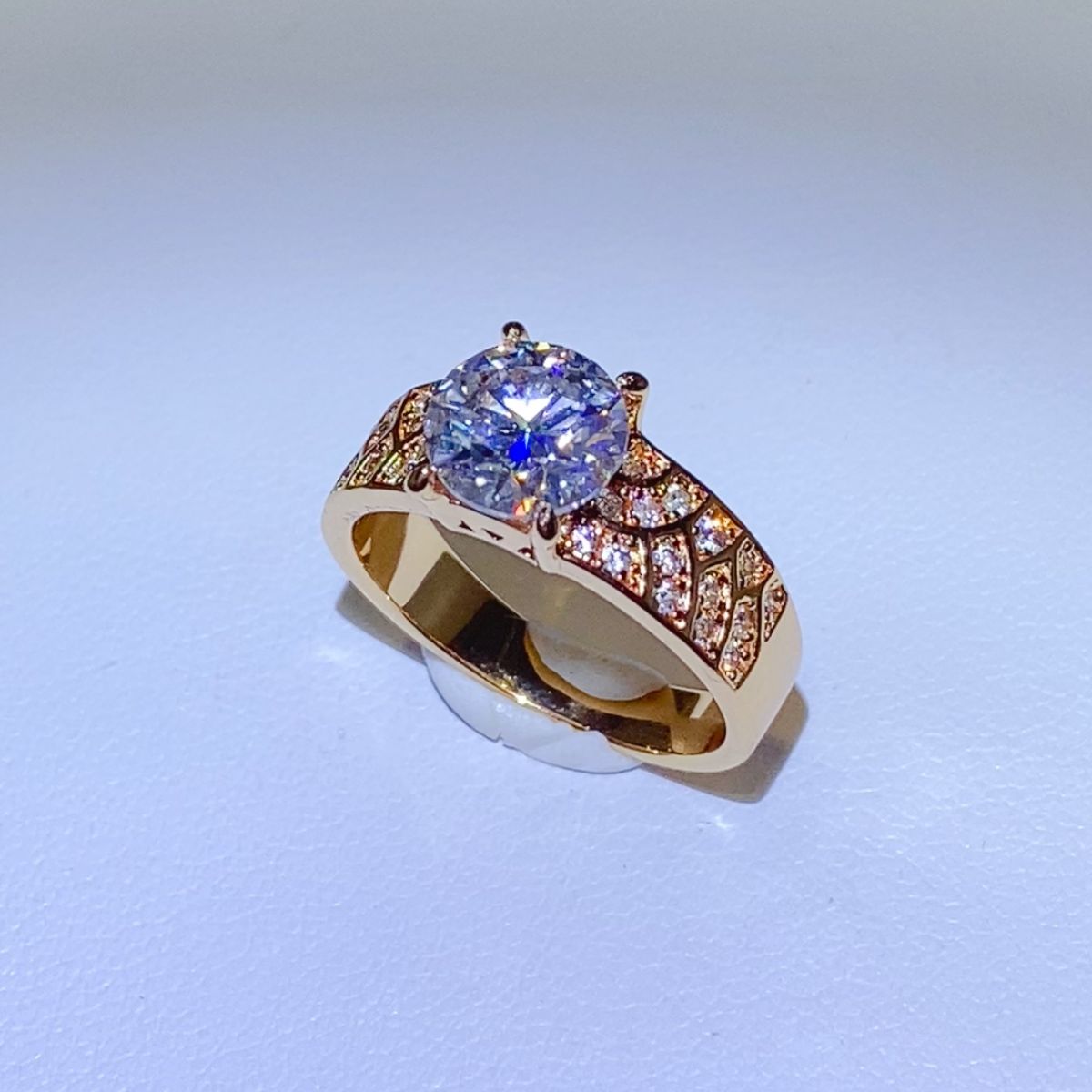 1.5 Carat Moissanite Ring in 925 Sterling Silver with 18K Gold-Plating, Certificate Included