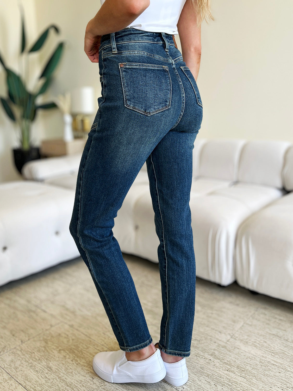 Judy Blue High Waist Skinny Jeans in Full Size with Stretch Denim Tech