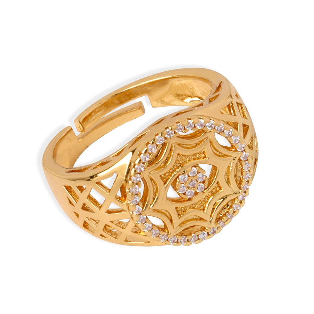 18K Gold Devil's Eye Zircon Open Design Ring - Exquisite Hollow Design