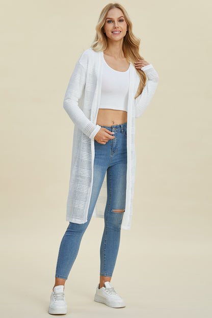 Double Take Open Front Longline Cardigan with Full Size Fit