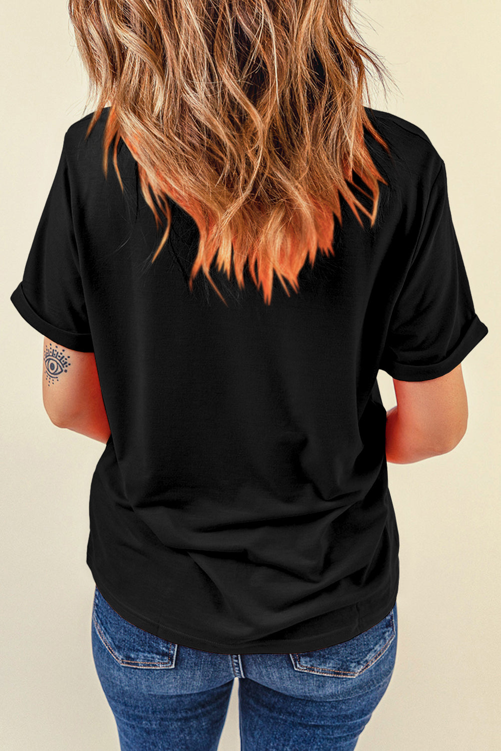 Graphic Round Neck Short Sleeve T-Shirt with Stretchy Comfort Blend 