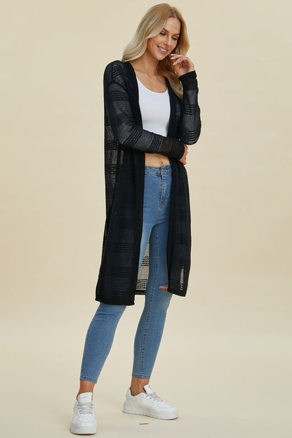 Double Take Open Front Longline Cardigan with Full Size Fit