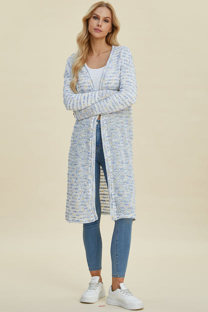 Double Take Open Front Longline Cardigan with Full Size Fit