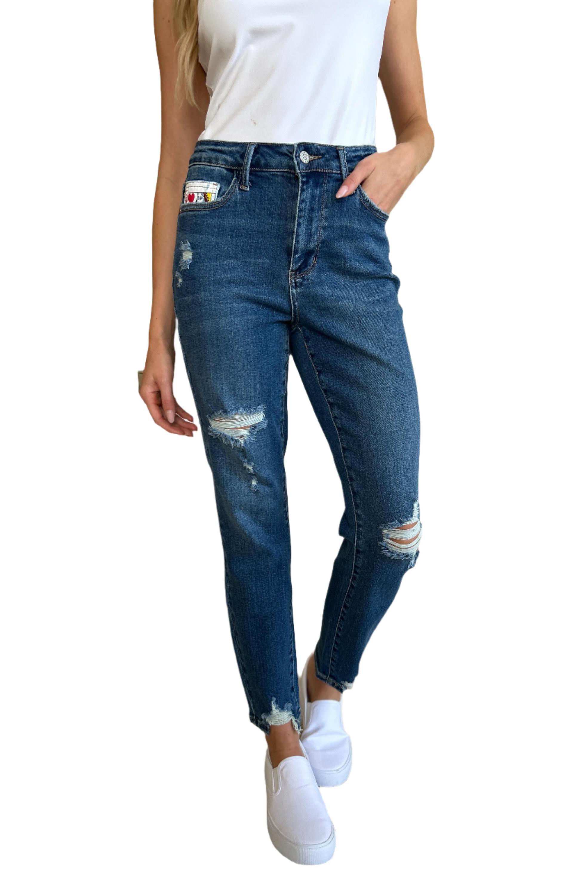 Judy Blue Full Size Queen Of Hearts Coin Pocket BF Jeans