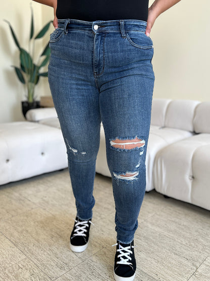 High Waist Distressed Skinny Jeans | Classic & Edgy 3/26-24W