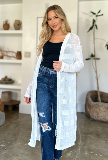 Double Take Open Front Longline Cardigan with Full Size Fit