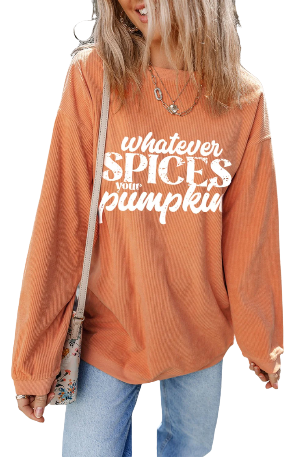 Letter Graphic Round Neck Long Sleeve Oversize Sweatshirt