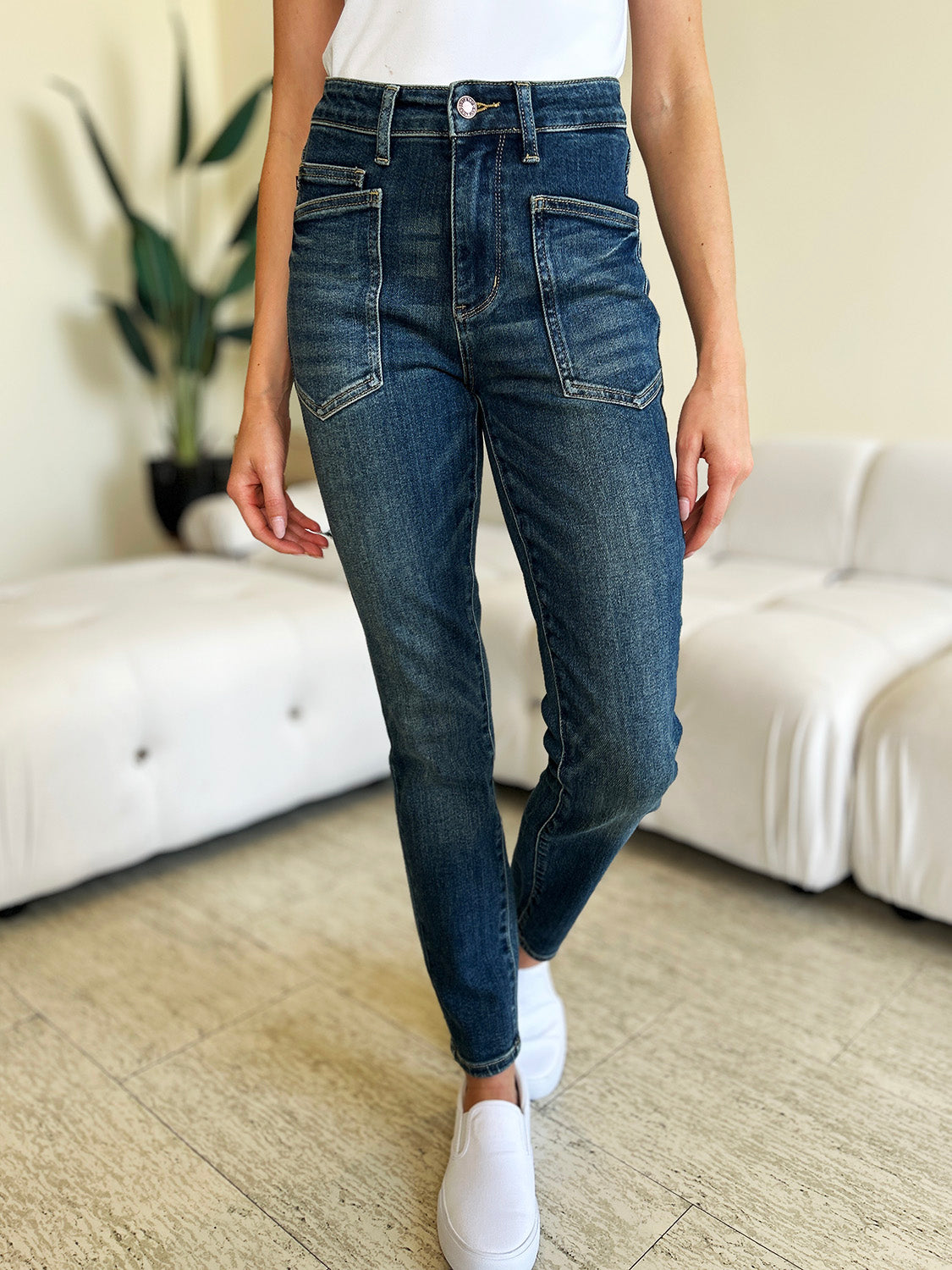 Judy Blue High Waist Skinny Jeans in Full Size with Stretch Denim Tech