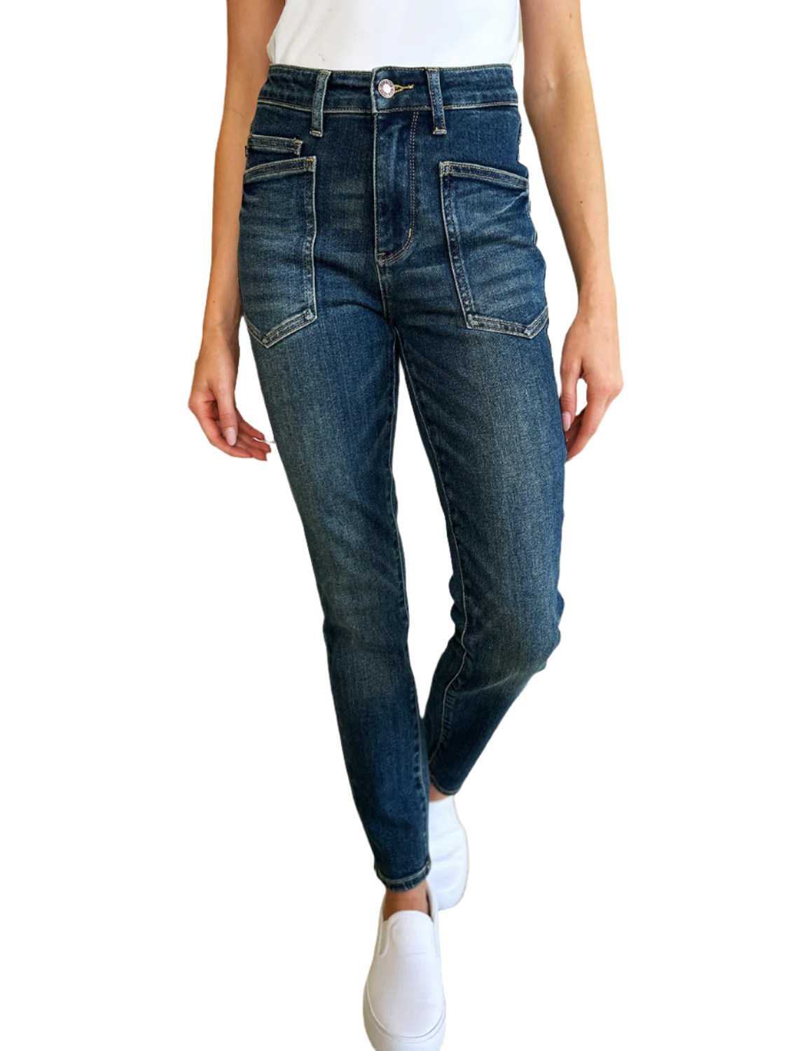 Judy Blue High Waist Skinny Jeans in Full Size with Stretch Denim Tech