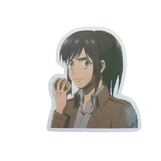 Collection of 8 Attack on Titan anime character stickers featuring popular characters like Eren, Levi, Mikasa, and other beloved AOT characters, available as individual $1 vinyl stickers