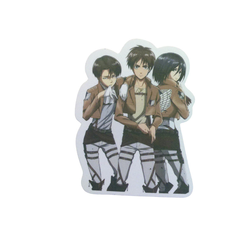 Collection of 8 Attack on Titan anime character stickers featuring popular characters like Eren, Levi, Mikasa, and other beloved AOT characters, available as individual $1 vinyl stickers