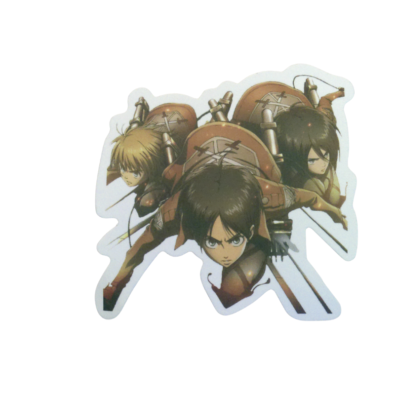 Collection of 8 Attack on Titan anime character stickers featuring popular characters like Eren, Levi, Mikasa, and other beloved AOT characters, available as individual $1 vinyl stickers