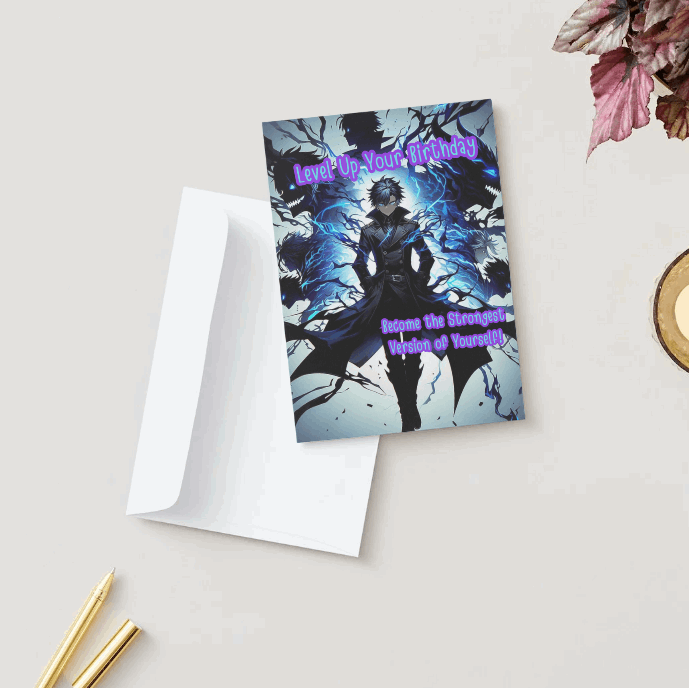 Anime Birthday Card – Level Up Your Special Day Goddess Kiss Boutique