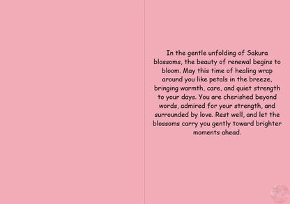 Anime Get Well Card - Healing Bloom in the Heart Design - Sakura Recovery Card - Goddess Kiss Boutique