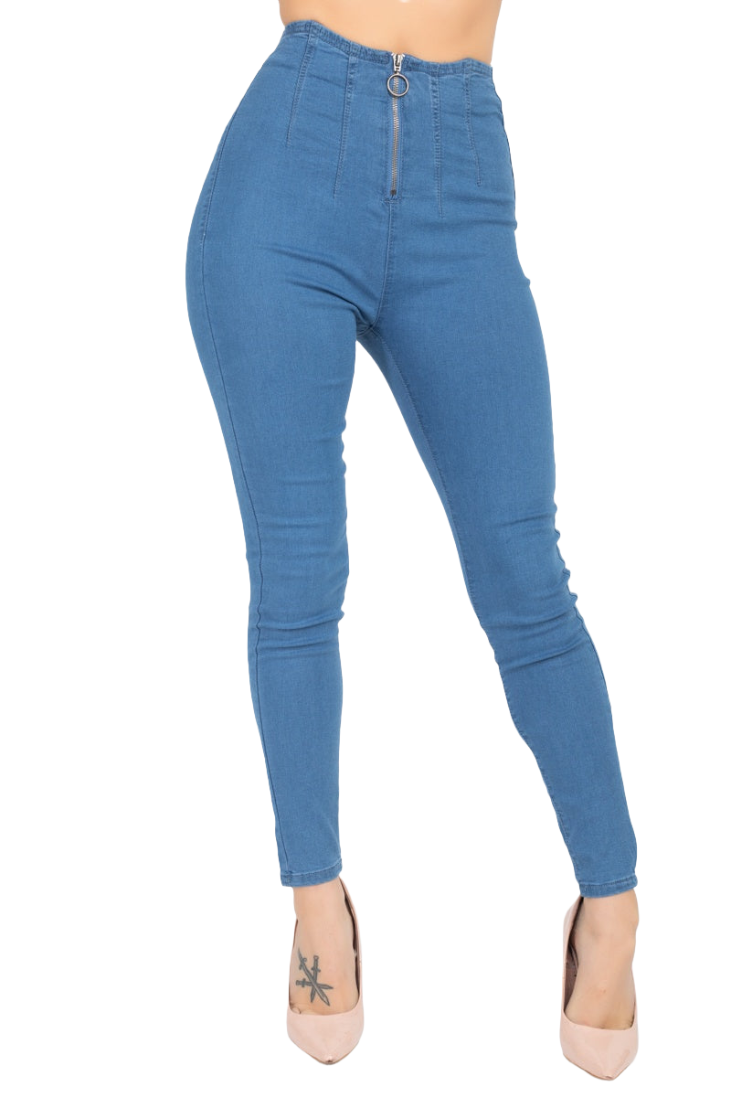 High Waist Denim Jeans with Curve-Enhancing Fit & Classic Denim Fabric