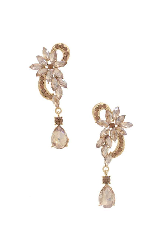 Flower Rhinestone Dangle Earrings Set with 4 Sparkling Colors