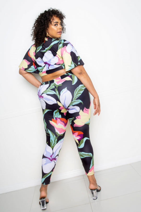 Floral Bliss 2.0 Jogger & Top Set with Comfy Spandex Blend