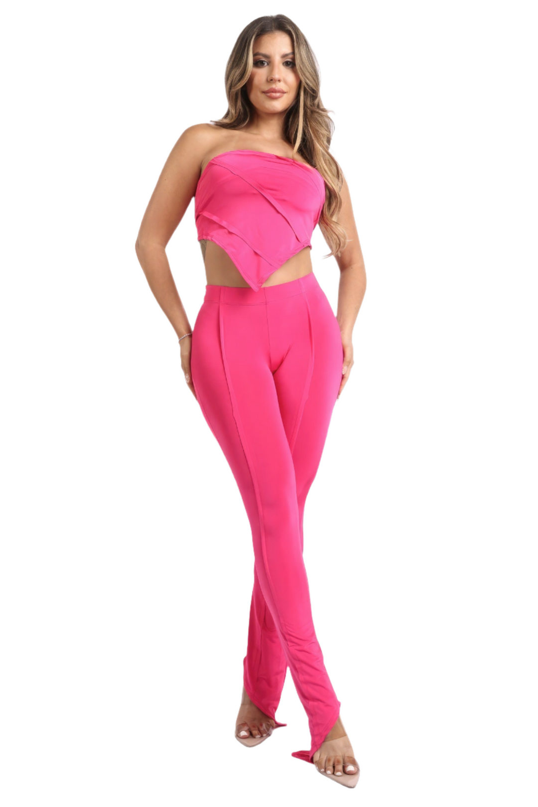 Handkerchief Tube Top Set in Fuchsia with Coordinating Bottoms - Sizes XSmall to XLarge