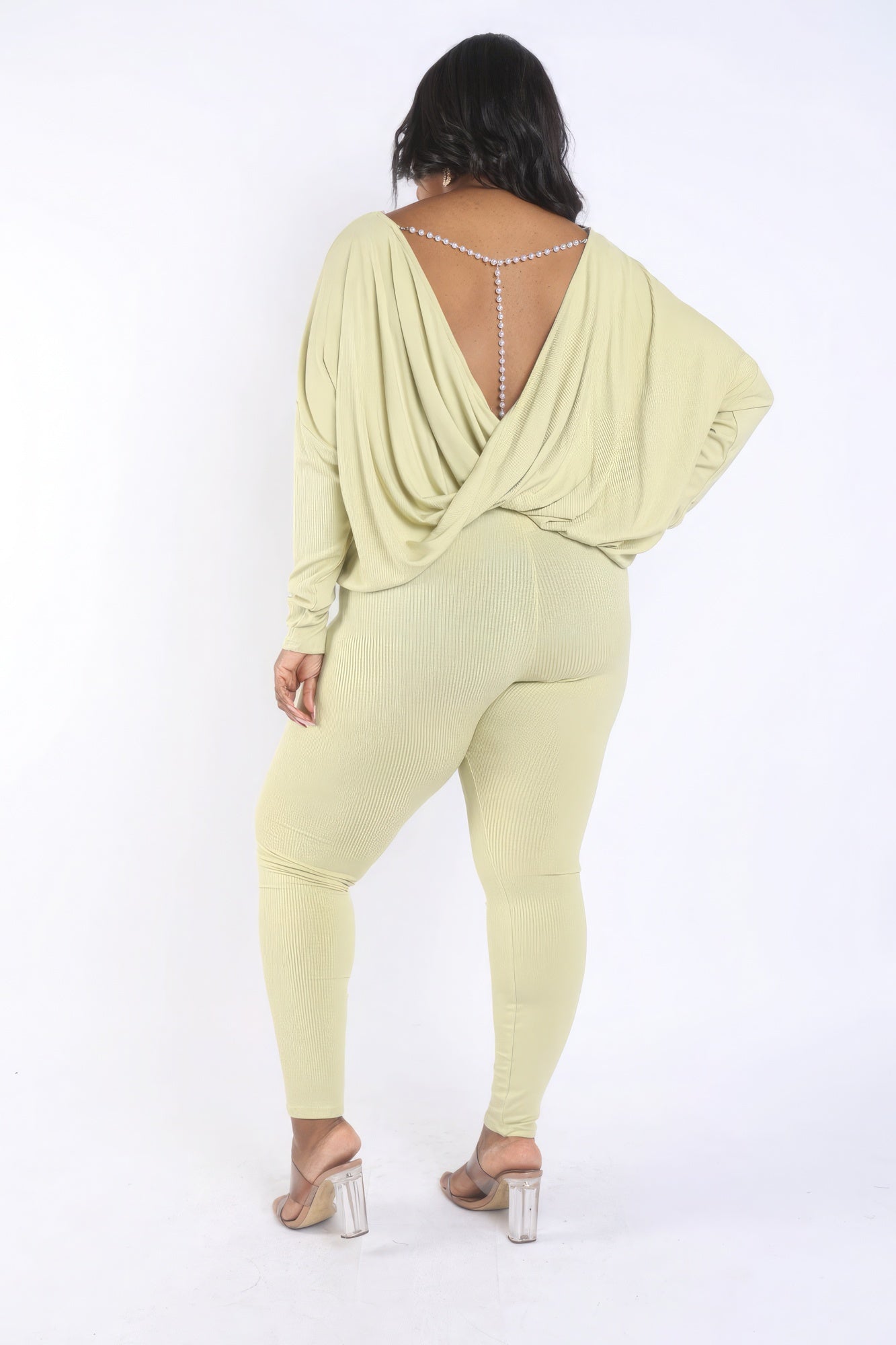Back Strap Point Set in Lime: Open Back Strappy Outfit Set