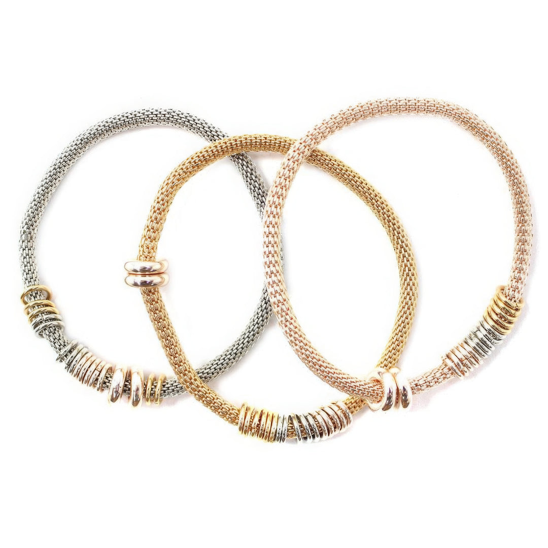 Metal Assorted Bracelet Set with Multi-Color Finishes, Set of 5