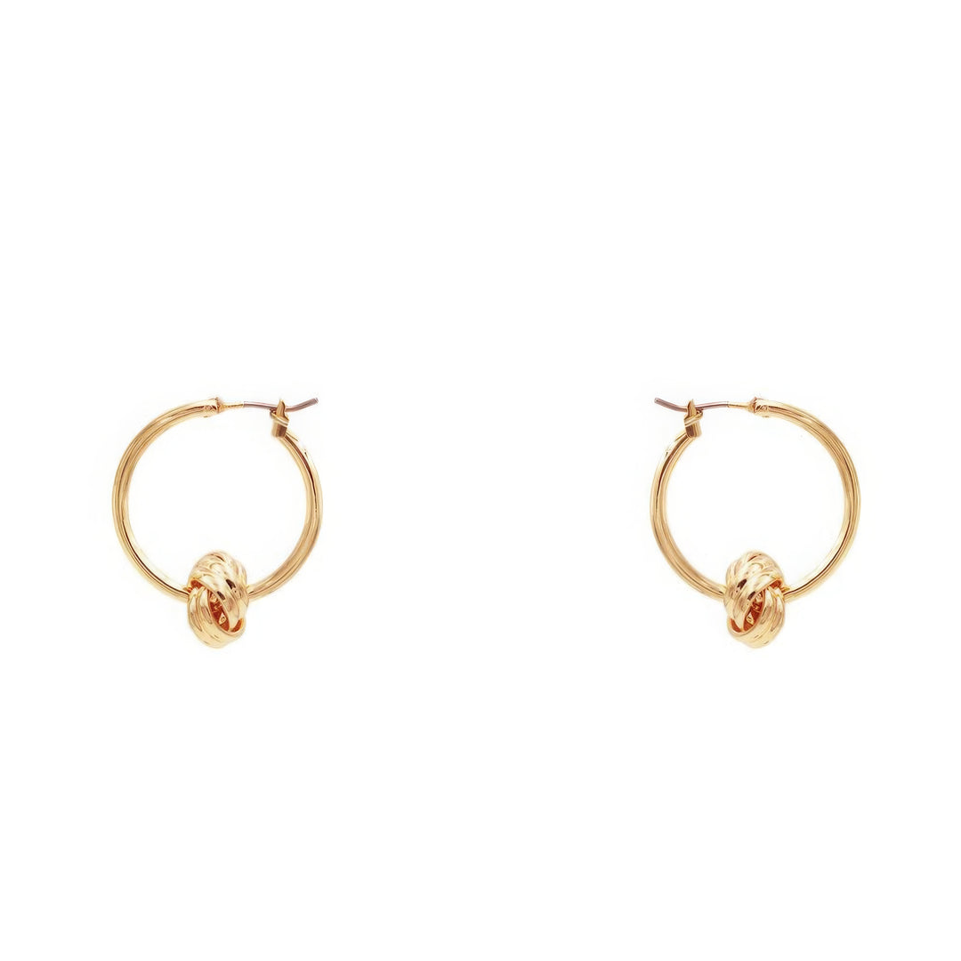 Knot Hoop Earrings with Classic Design in 1.25" Size - Gold 