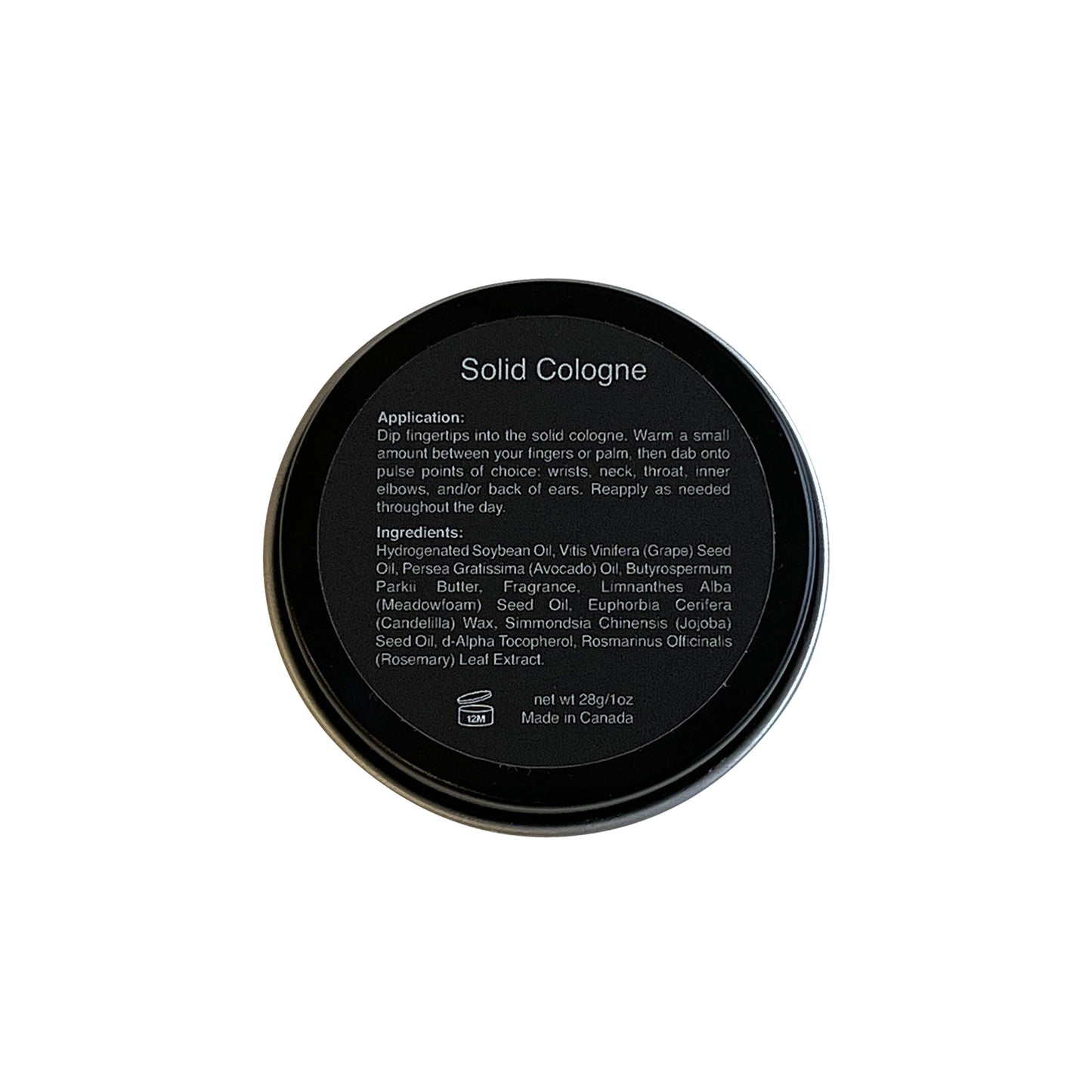 Natural Solid Fragrance Tin - Cedar Tobacco Scent with Jojoba & Rosemary Oils