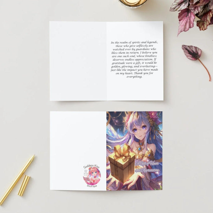 Anime Thank You Card - Celestial Guardians Gift Design - Divine Blessing Gratitude Card - Goddess Kiss Boutique