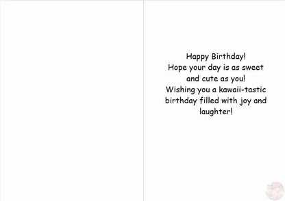 Kawaii Anime Birthday Card - Cute Anime Character Party Design - Sweet Celebration Greeting Card