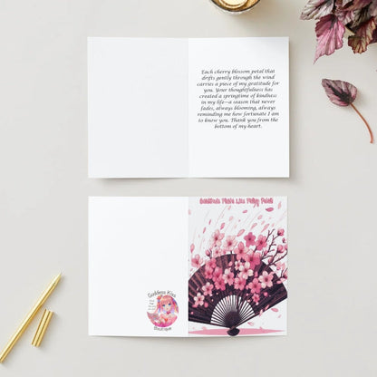 Anime Thank You Card - Cherry Blossoms Falling Like Gratitude Design - Sakura Appreciation Card - Goddess Kiss Boutique