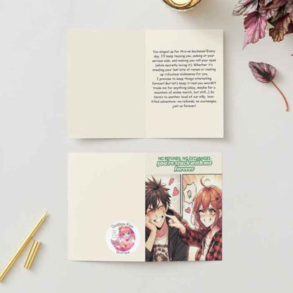 Anime Anniversary Card - Comic-Style No Refunds Design - Funny Manga Romance Card