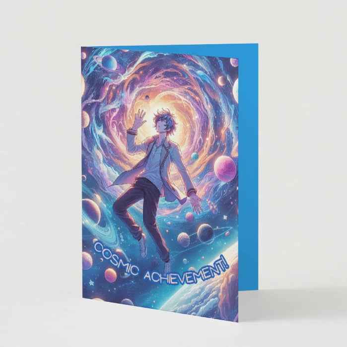 Anime Congratulations Card - Cosmic Achievement Galaxy - Space Congratulations Card